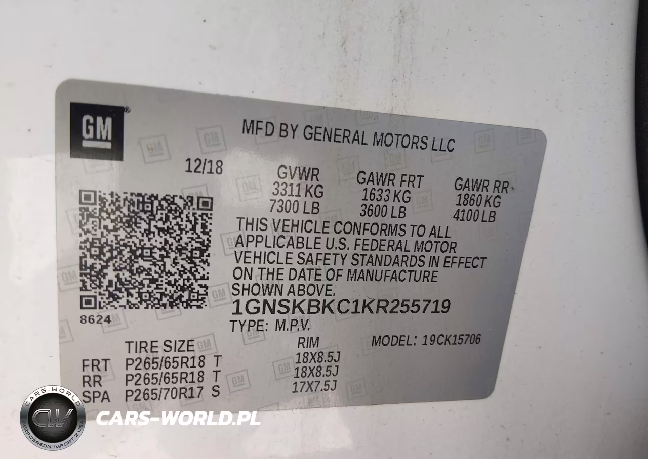 2019 Chevrolet Tahoe Lt VIN:1GNSKBKC1KR255719 - 9