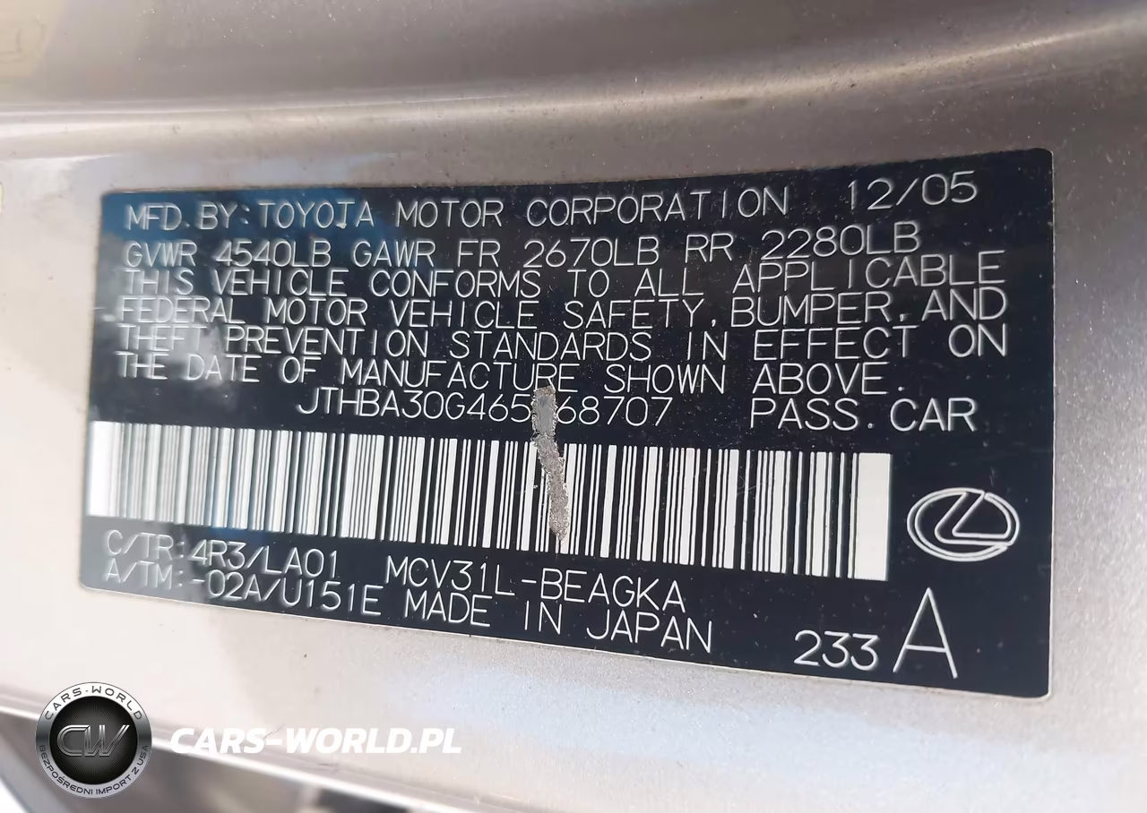2006 Lexus Es 330 VIN:JTHBA30G465168707 - 9
