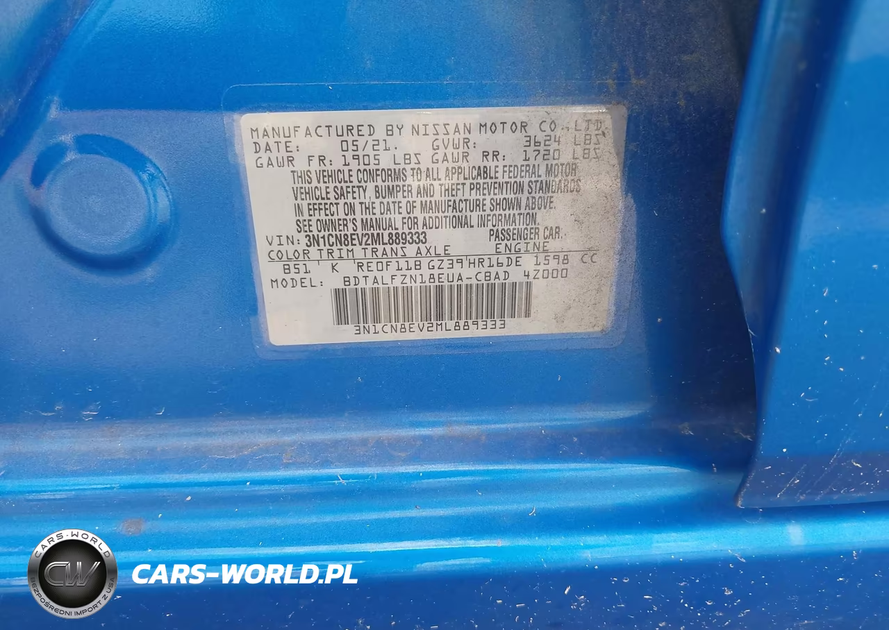 2021 Nissan Versa Sv Xtronic Cvt VIN:3N1CN8EV2ML889333 - 9