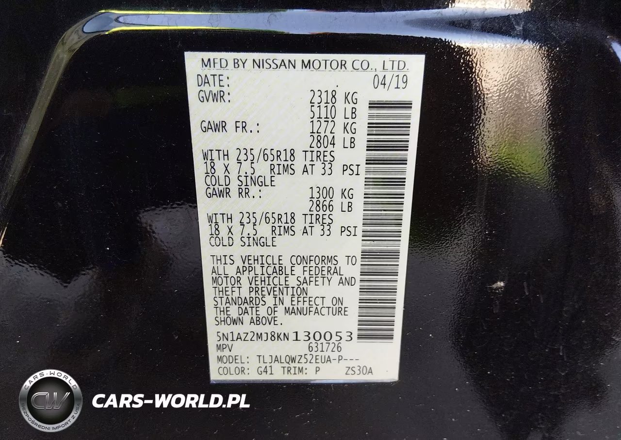 2019 Nissan Murano Sv VIN:5N1AZ2MJ8KN130053 - 9
