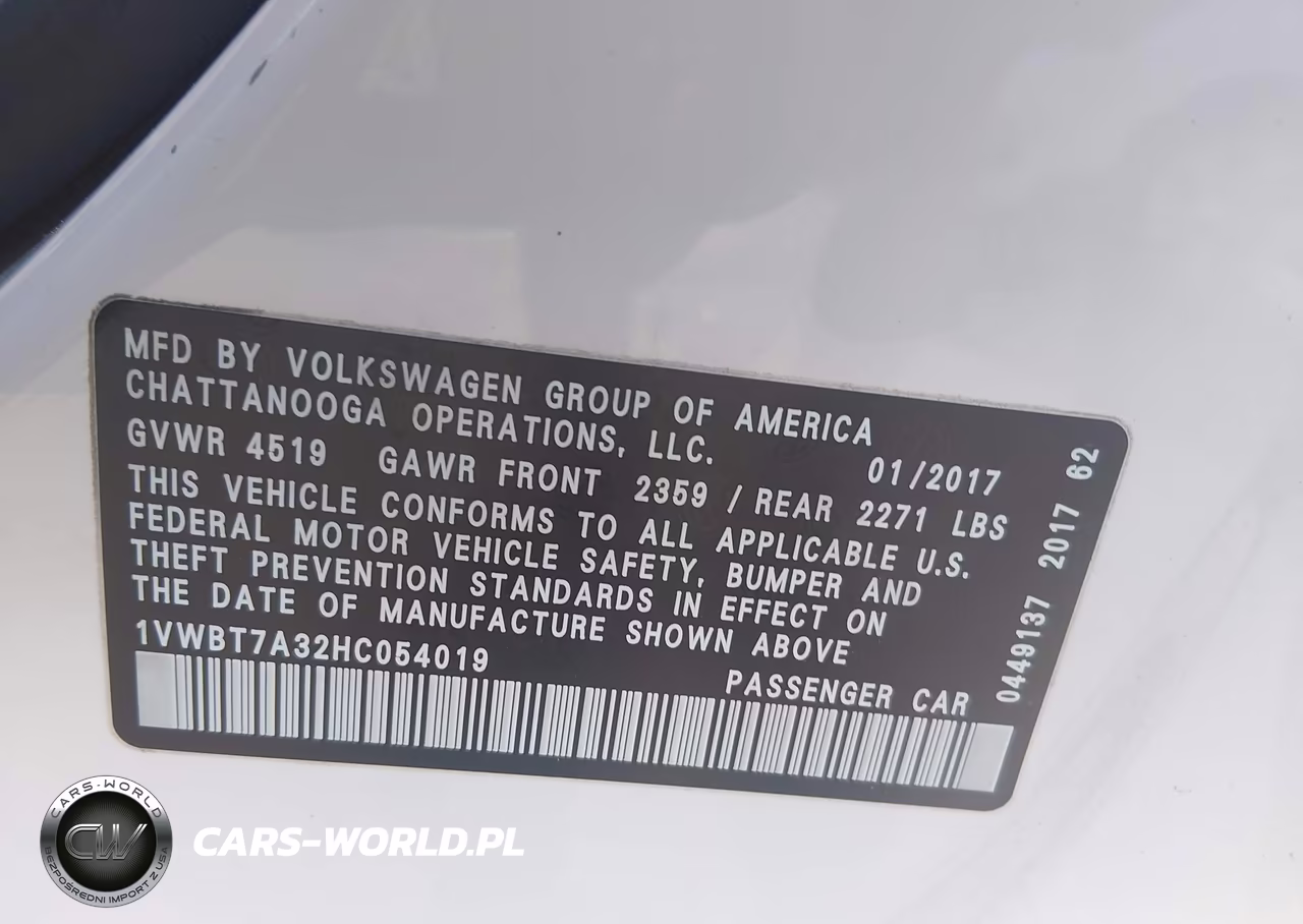 2017 Volkswagen Passat 1.8T Se VIN:1VWBT7A32HC054019 - 9