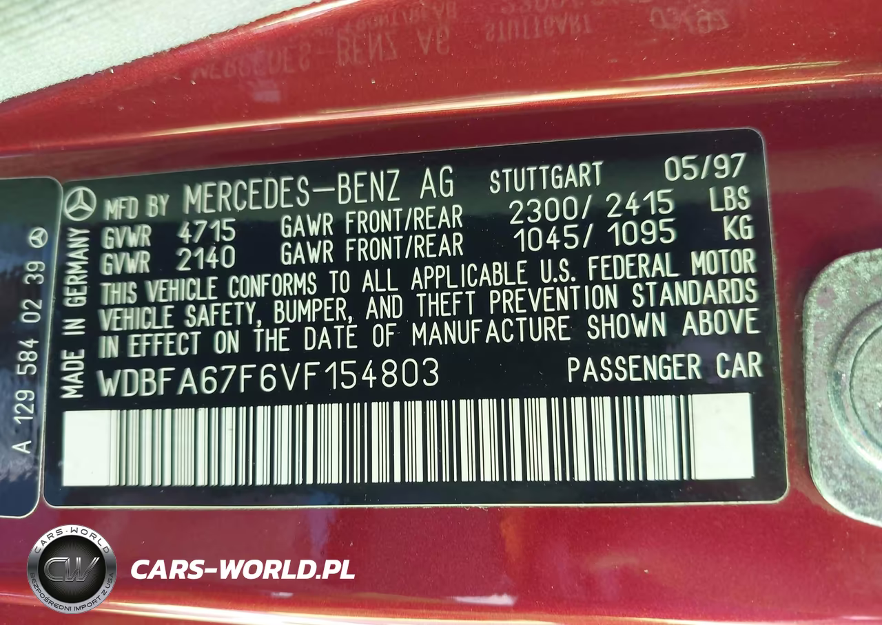 1997 Mercedes-Benz Sl 500 VIN:WDBFA67F6VF154803 - 9