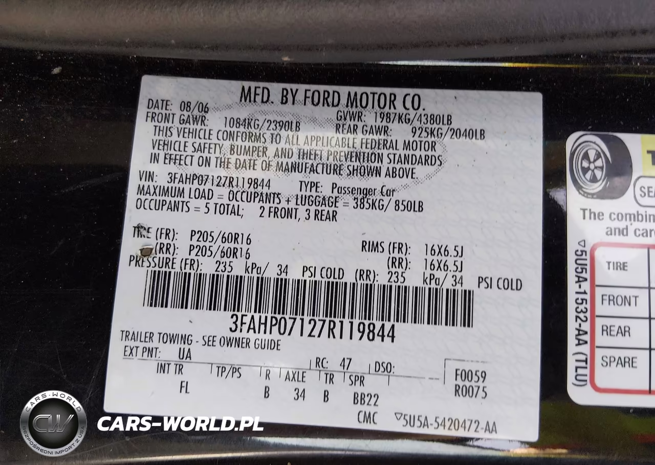 2007 Ford Fusion Se VIN:3FAHP07127R119844 - 9