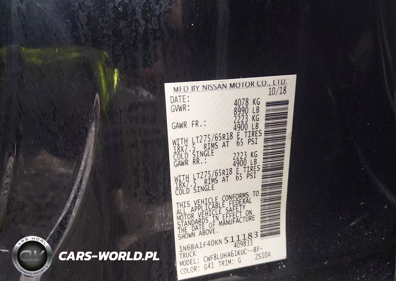 2019 Nissan Titan Xd Pro-4X Diesel VIN:1N6BA1F40KN511183 - 9