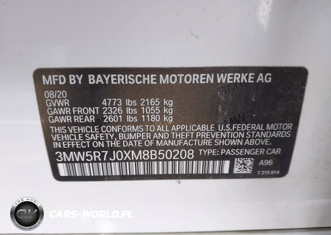 2021 BMW 330I xDrive VIN:3MW5R7J0XM8B50208 - 9