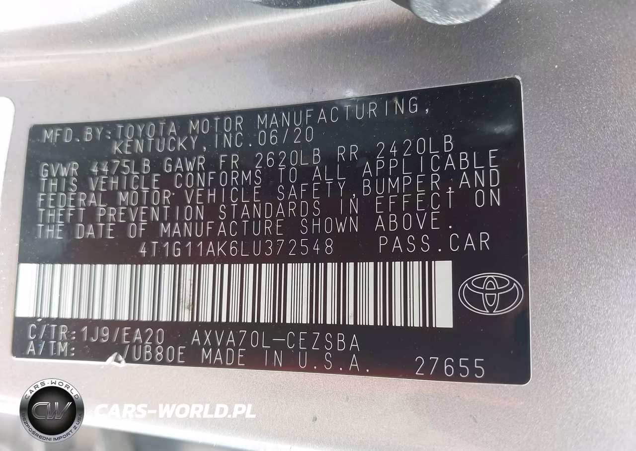 2020 Toyota Camry Se VIN:4T1G11AK6LU372548 - 9