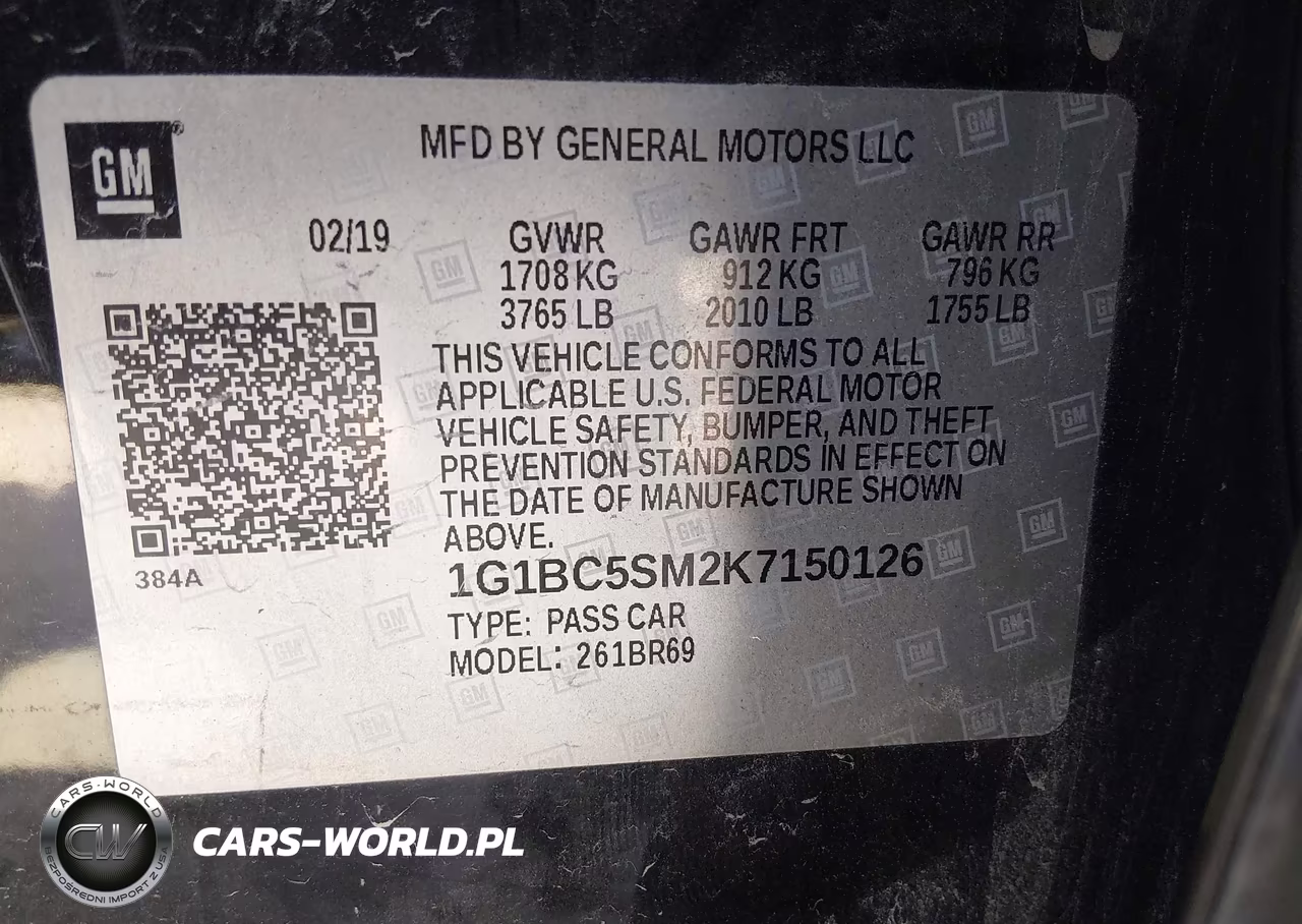 2019 Chevrolet Cruze Ls VIN:1G1BC5SM2K7150126 - 9