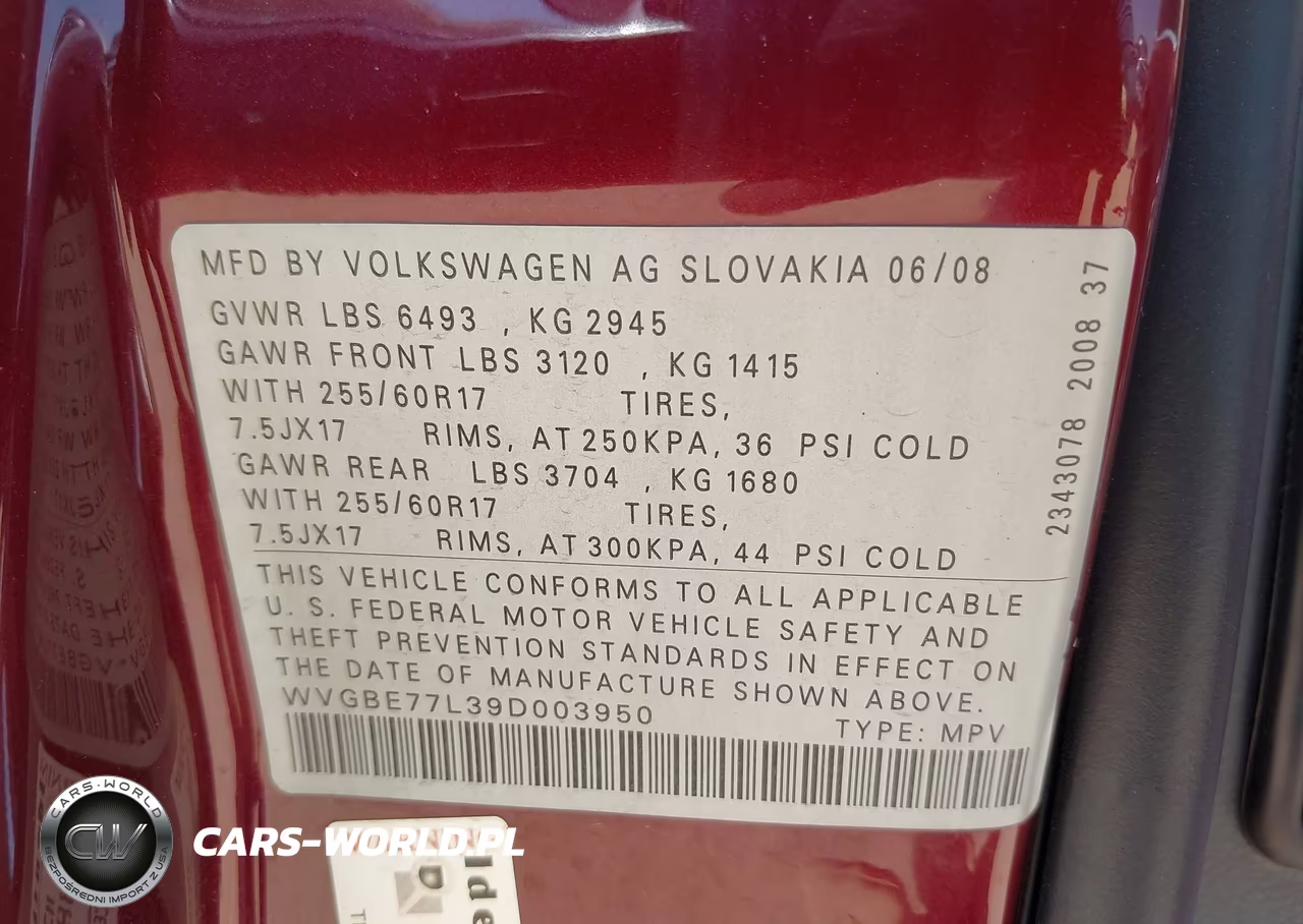 2009 Volkswagen Touareg 2 Vr6 Fsi VIN:WVGBE77L39D003950 - 9