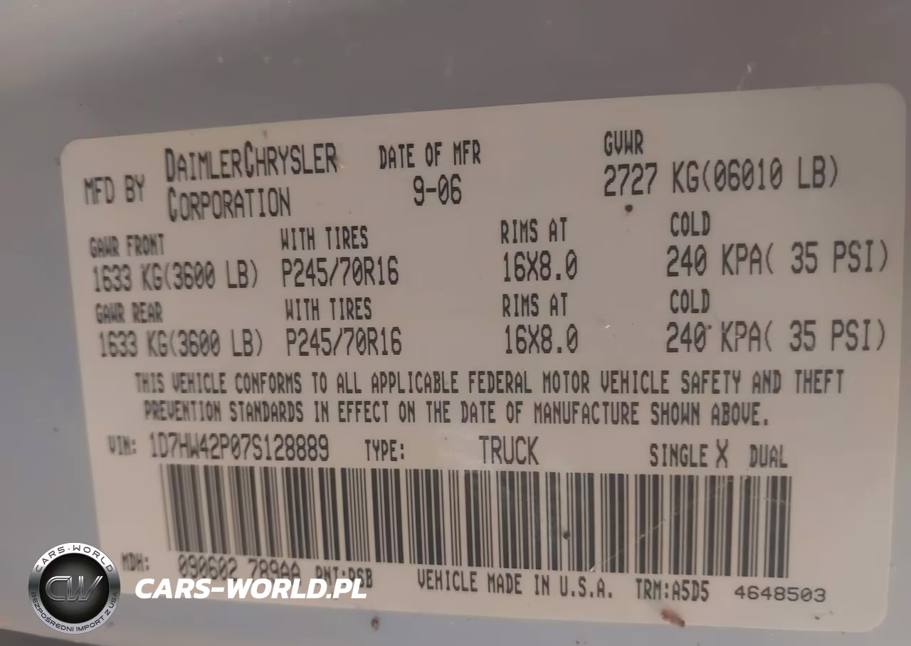 2007 Dodge Dakota Slt VIN:1D7HW42P07S128889 - 9