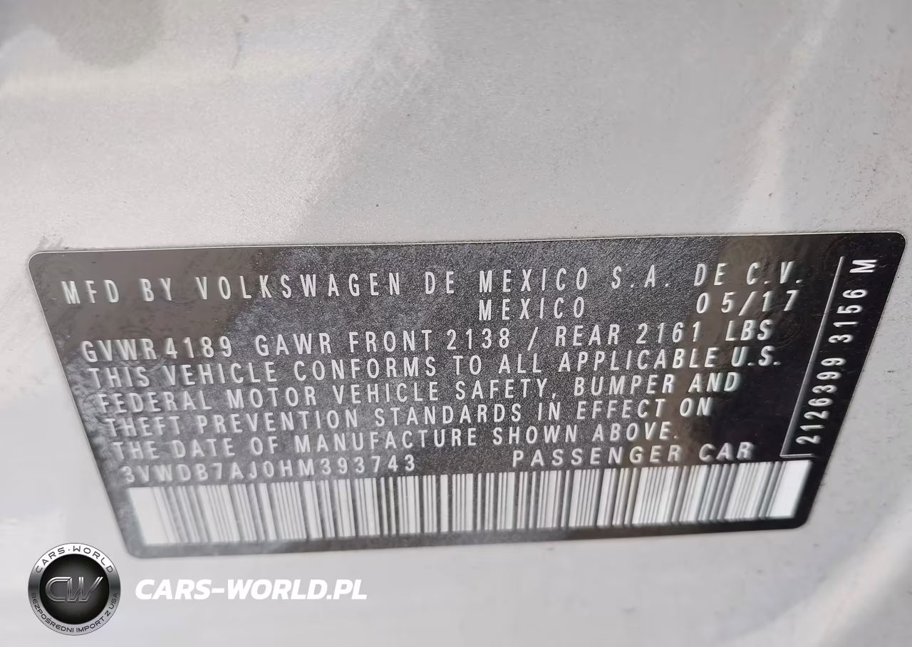 2017 Volkswagen Jetta 1.4T Se VIN:3VWDB7AJ0HM393743 - 9