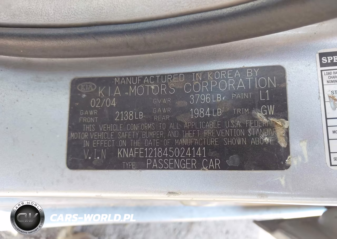 2004 Kia Spectra Ex-Lx VIN:KNAFE121845024141 - 9
