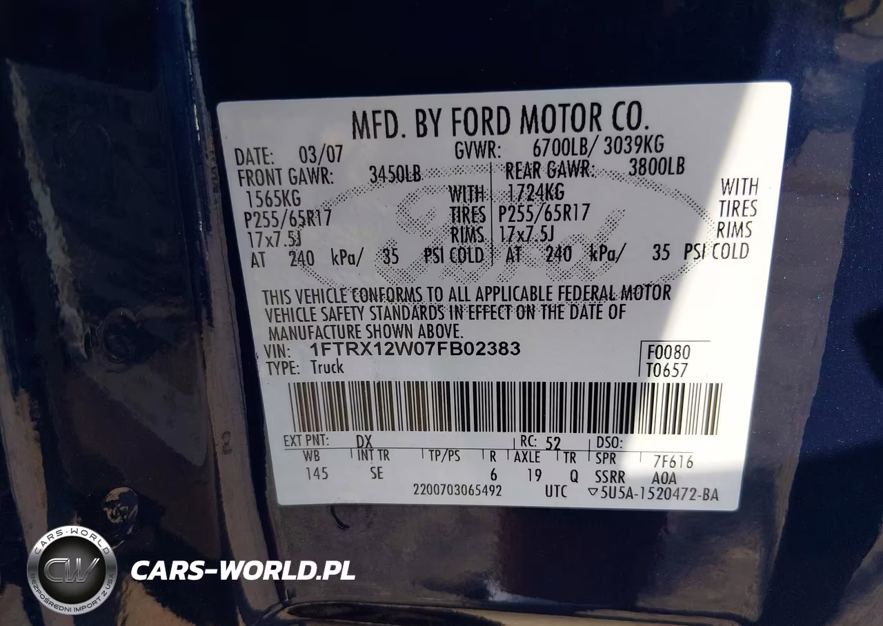 2007 Ford F-150 Stx-Xl-Xlt VIN:1FTRX12W07FB02383 - 9