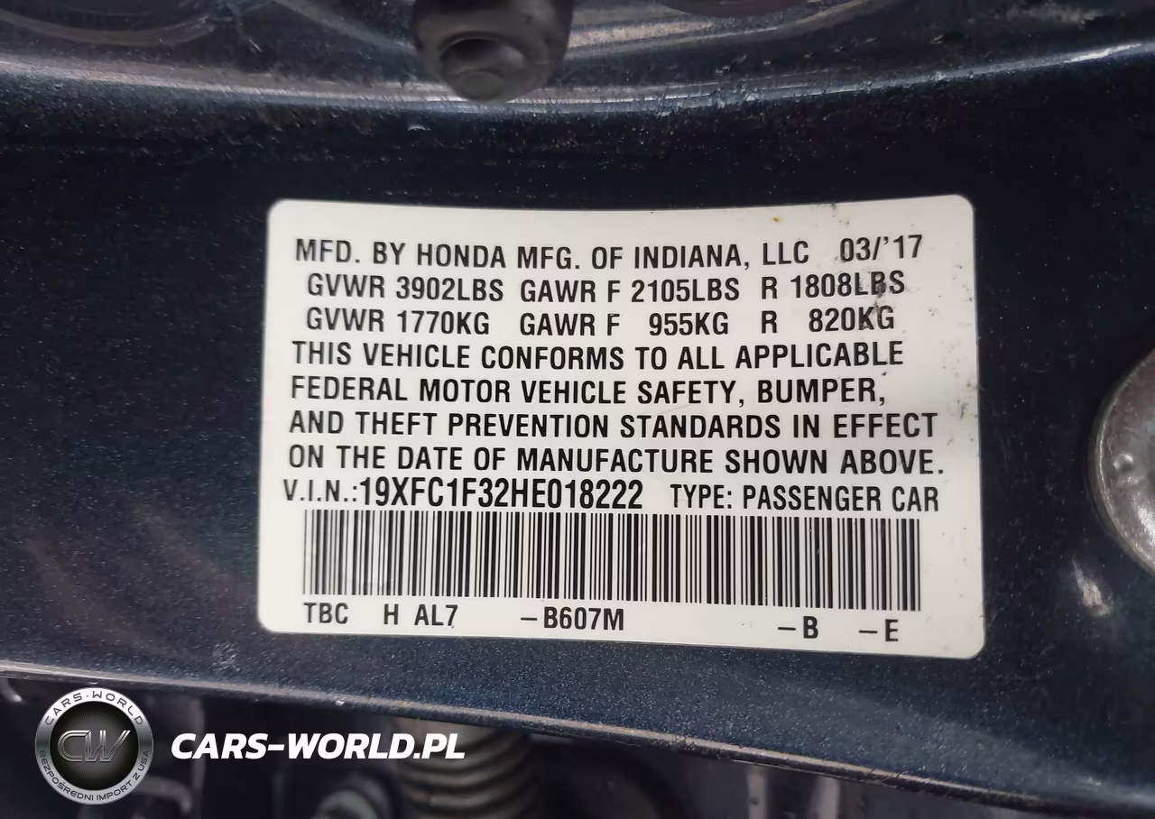 2017 Honda Civic Ex-T VIN:19XFC1F32HE018222 - 9