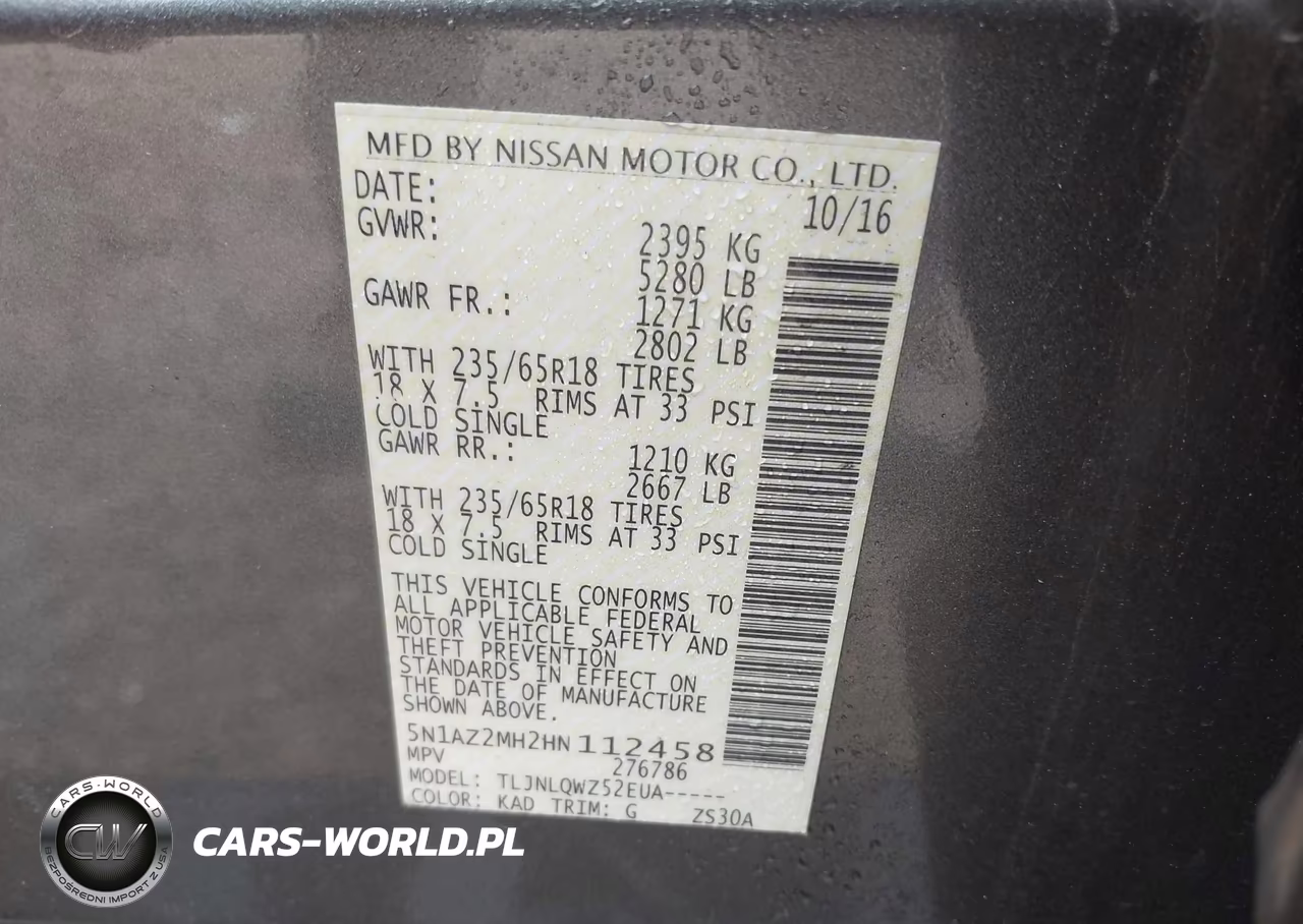 2017 Nissan Murano Sv VIN:5N1AZ2MH2HN112458 - 9