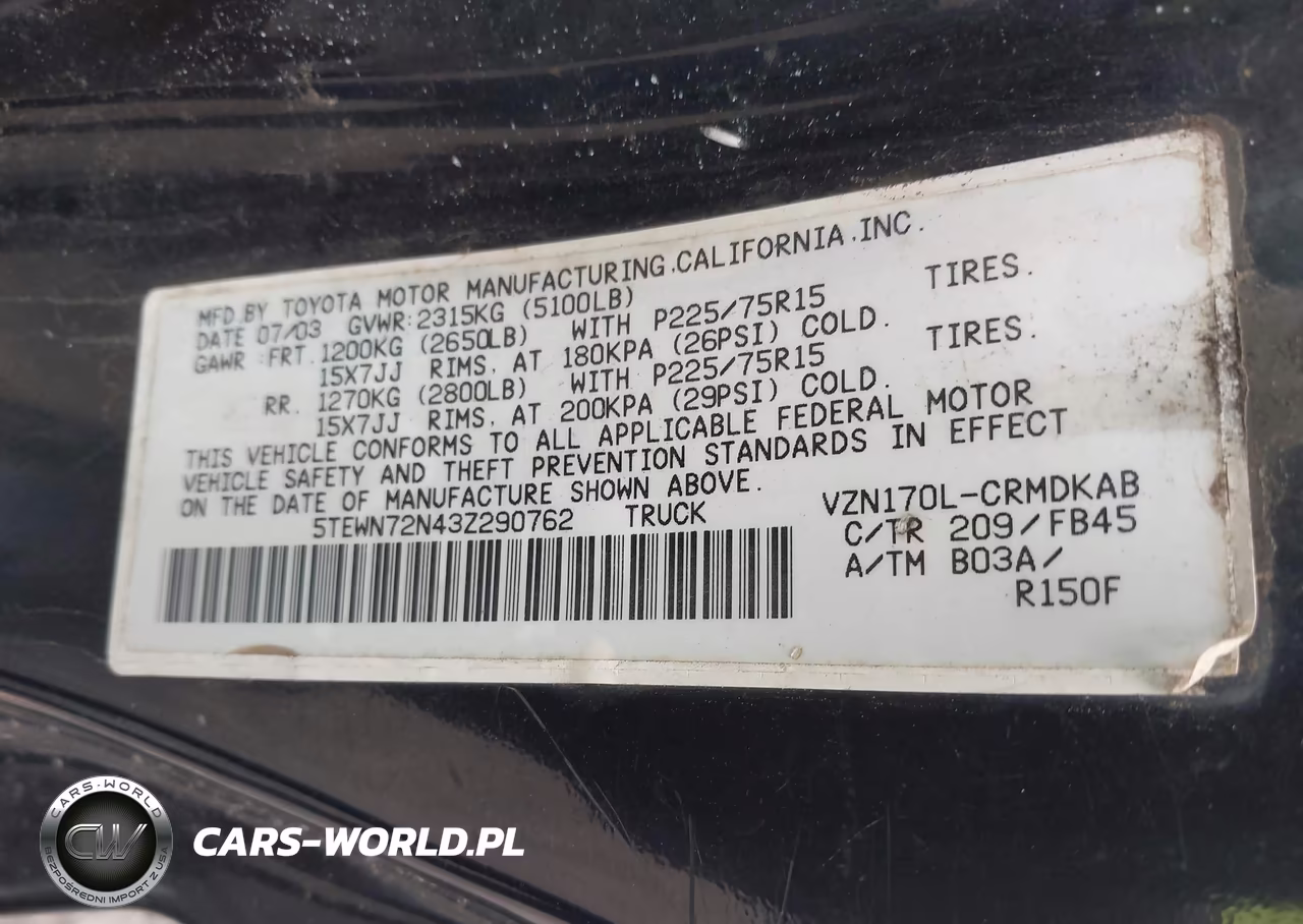 2003 Toyota Tacoma Base V6 VIN:5TEWN72N43Z290762 - 9