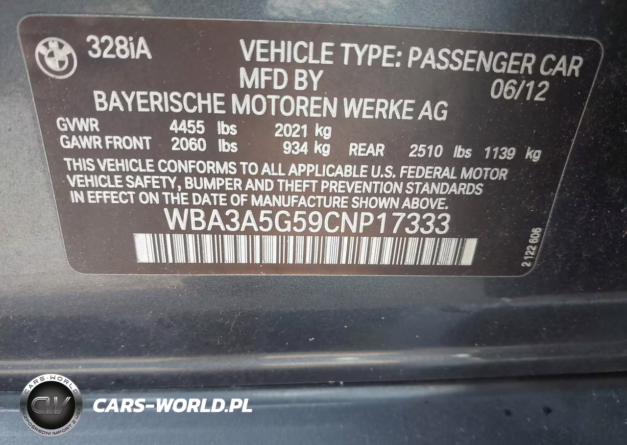 2012 BMW 328I VIN:WBA3A5G59CNP17333 - 9
