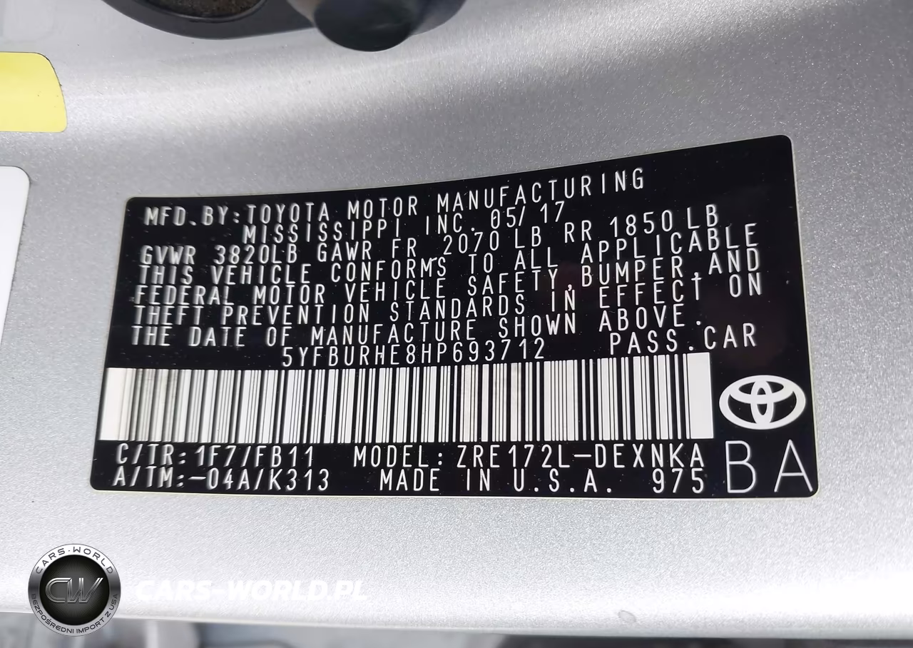 2017 Toyota Corolla Le VIN:5YFBURHE8HP693712 - 9