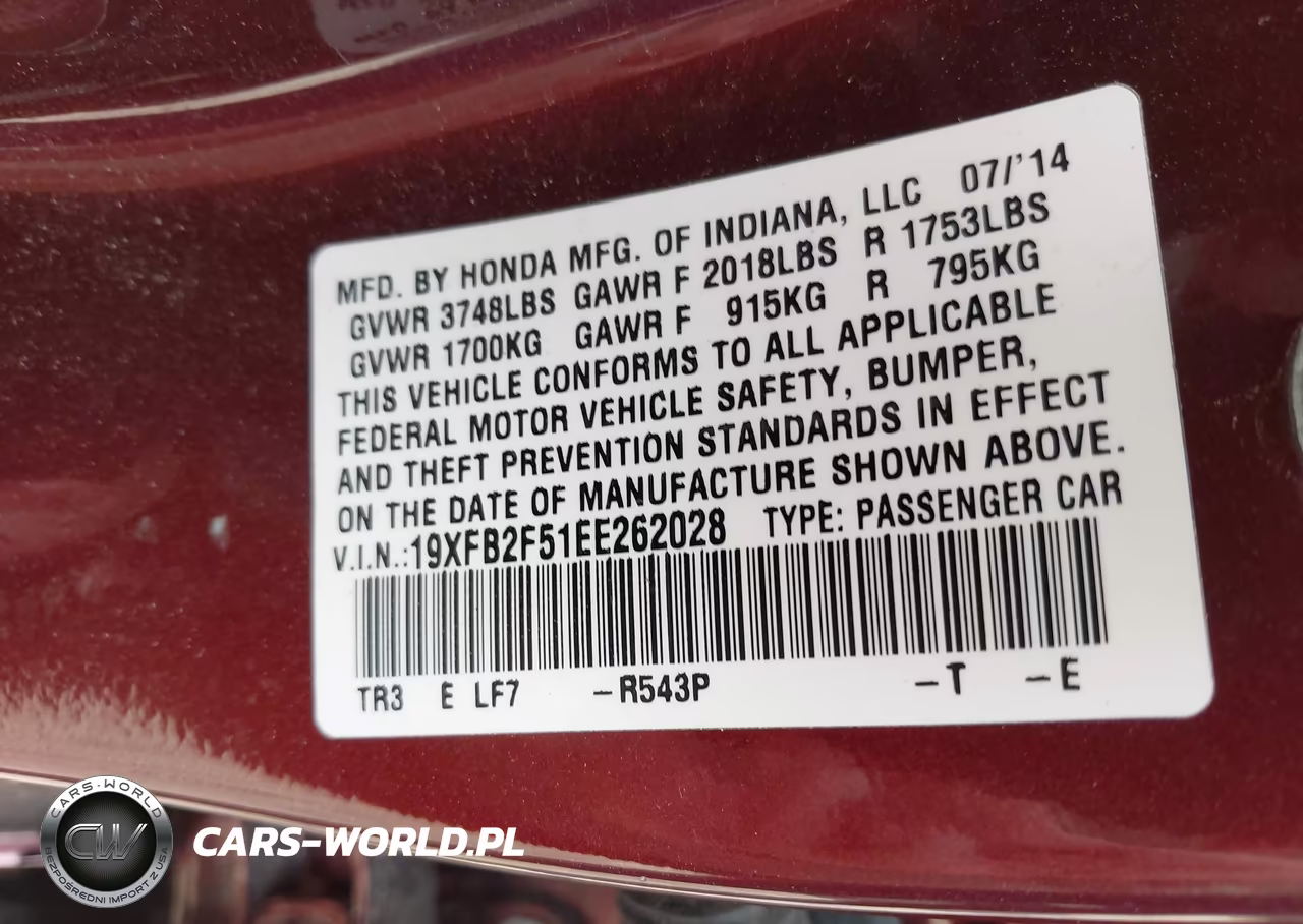 2014 Honda Civic Lx VIN:19XFB2F51EE262028 - 9