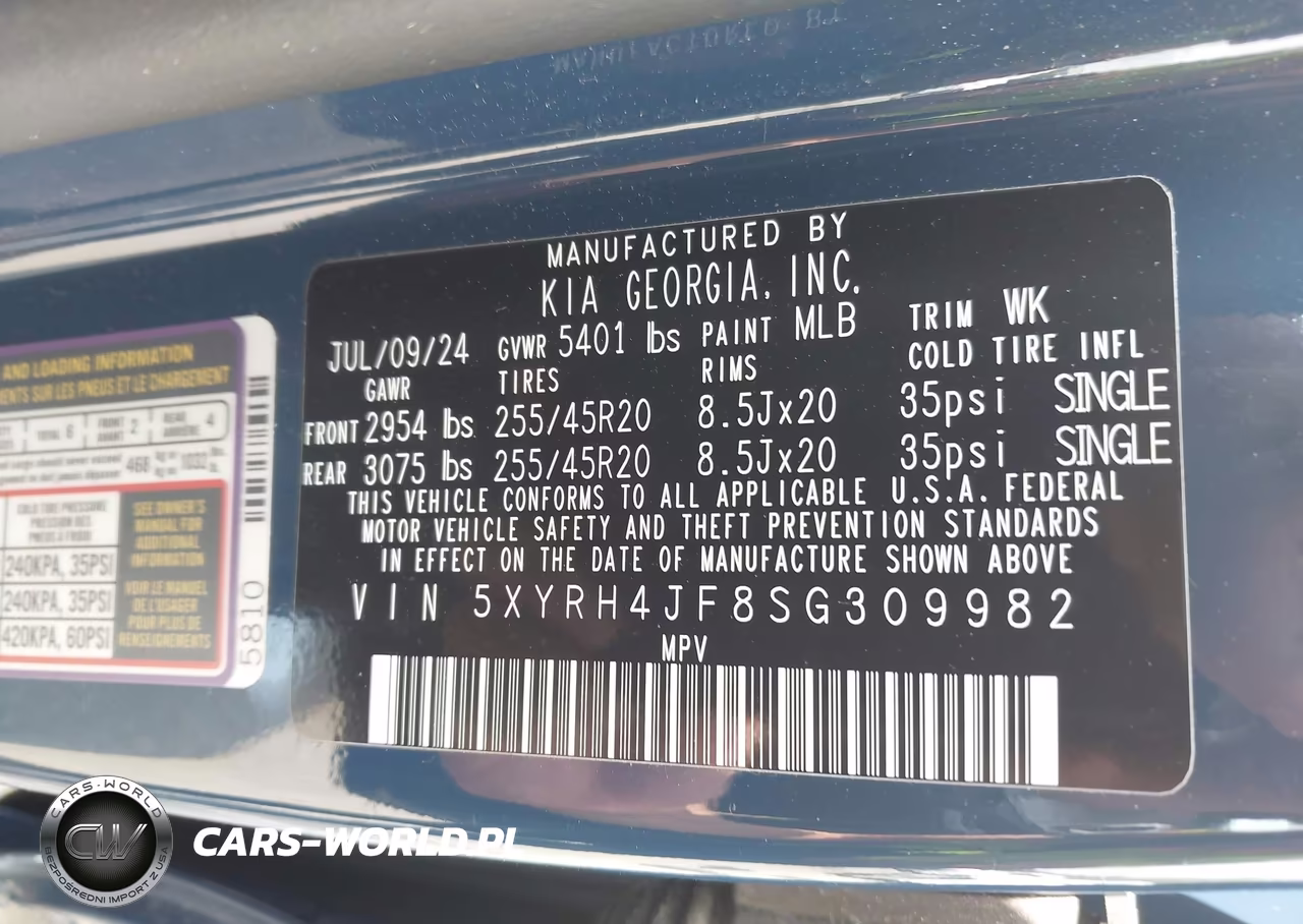 2025 Kia Sorento Ex VIN:5XYRH4JF8SG309982 - 9