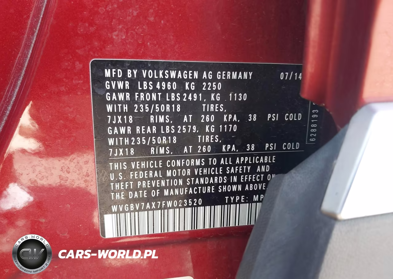 2015 Volkswagen Tiguan Sel VIN:WVGBV7AX7FW023520 - 9