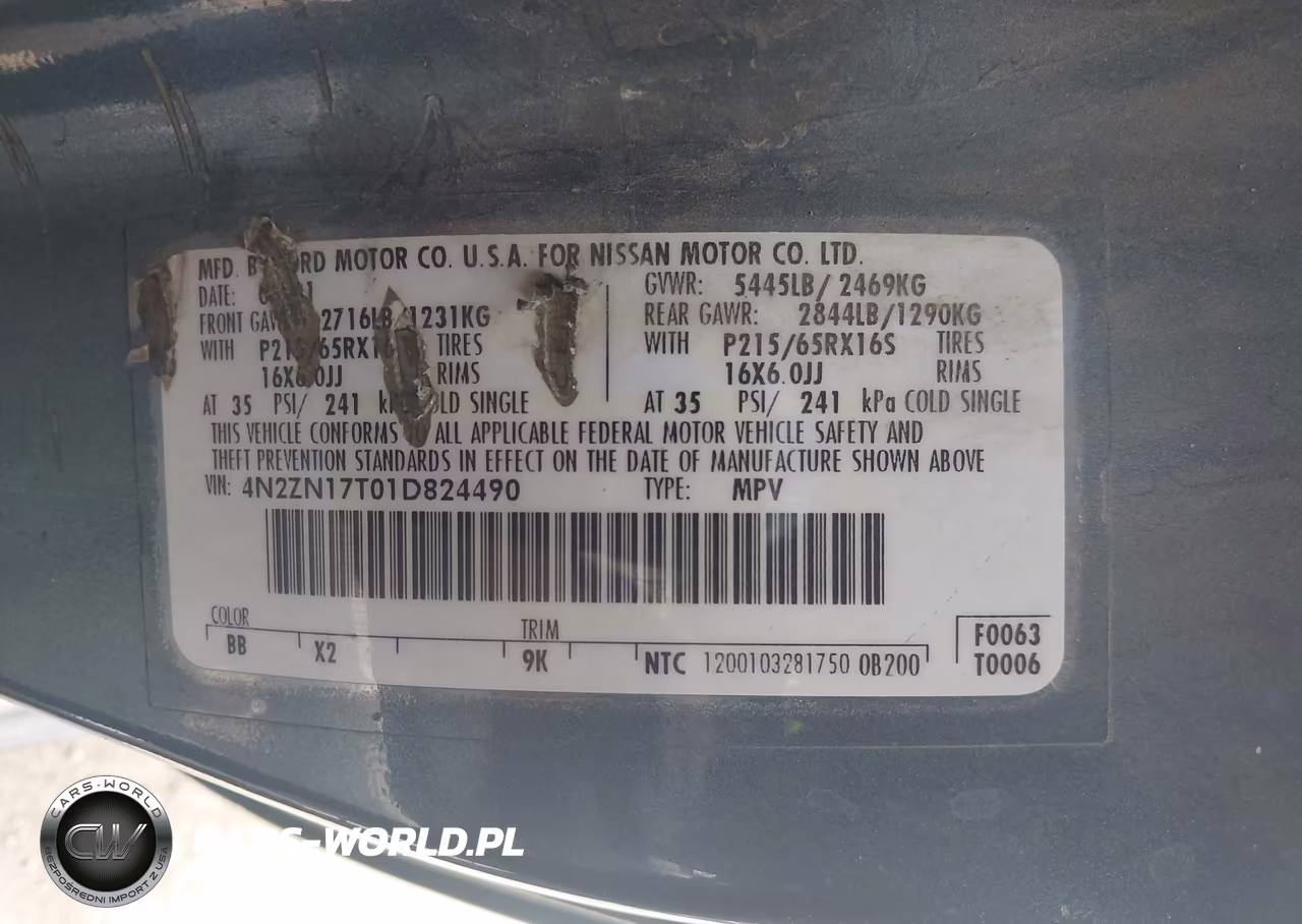 2001 Nissan Quest Gle VIN:4N2ZN17T01D824490 - 9