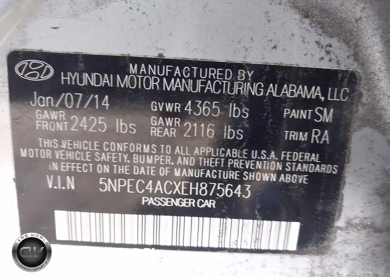 2014 Hyundai Sonata Se VIN:5NPEC4ACXEH875643 - 9