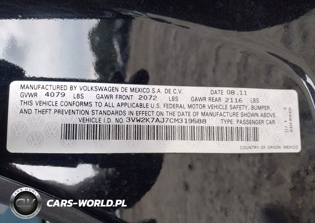 2012 Volkswagen Jetta 2.0L S VIN:3VW2K7AJ7CM319588 - 9