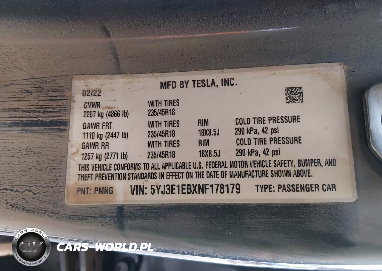 2022 Tesla Model 3 Long Range Dual Motor All-Wheel Drive VIN:5YJ3E1EBXNF178179 - 9