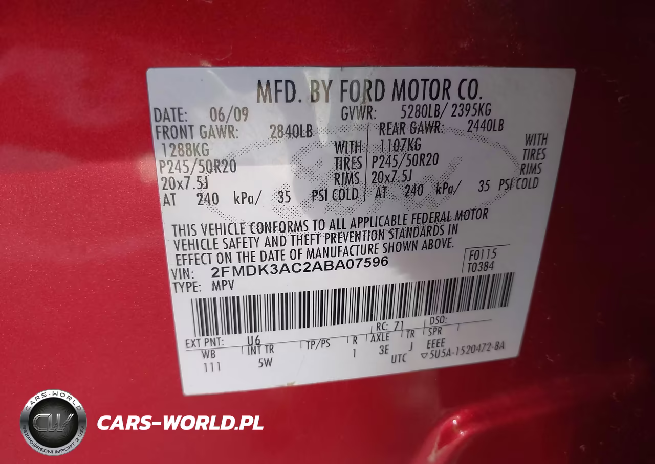 2010 Ford Edge Sport VIN:2FMDK3AC2ABA07596 - 9