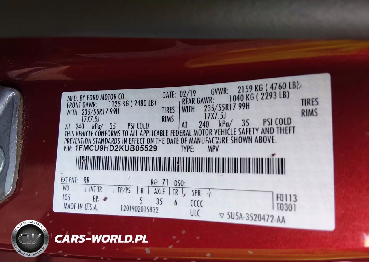 2019 Ford Escape Sel VIN:1FMCU9HD2KUB05529 - 9