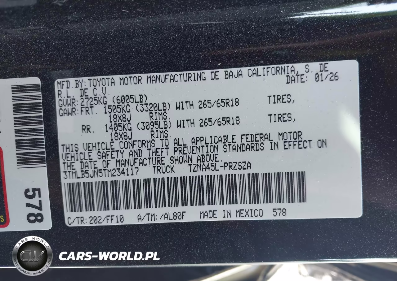 2026 Toyota Tacoma Sr5 VIN:3TMLB5JN5TM234117 - 9