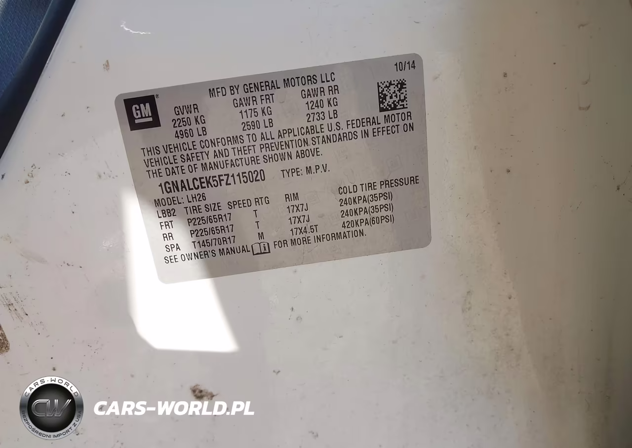 2015 Chevrolet Equinox 2Lt VIN:1GNALCEK5FZ115020 - 9
