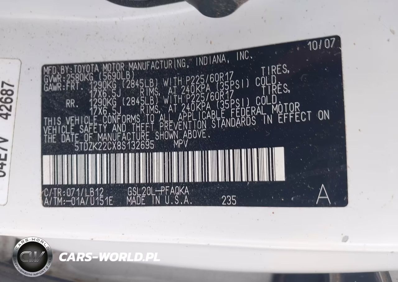2008 Toyota Sienna Limited VIN:5TDZK22CX8S132695 - 9