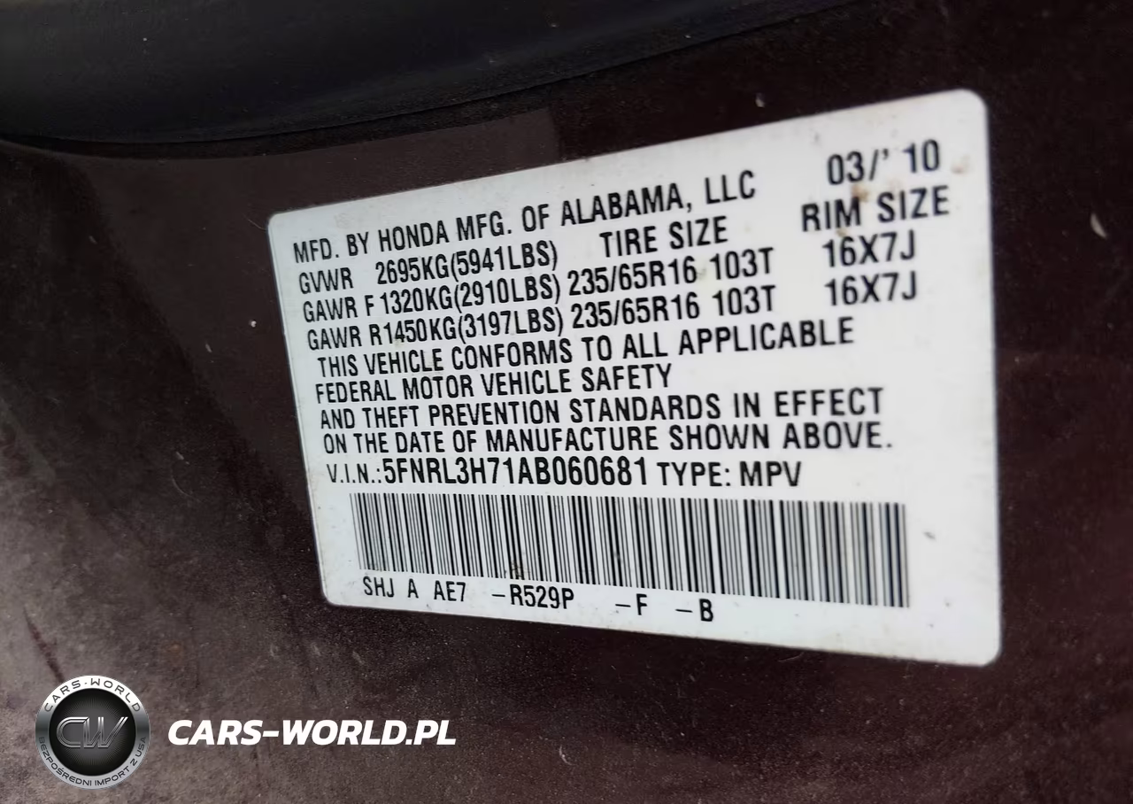 2010 Honda Odyssey Ex-L VIN:5FNRL3H71AB060681 - 9