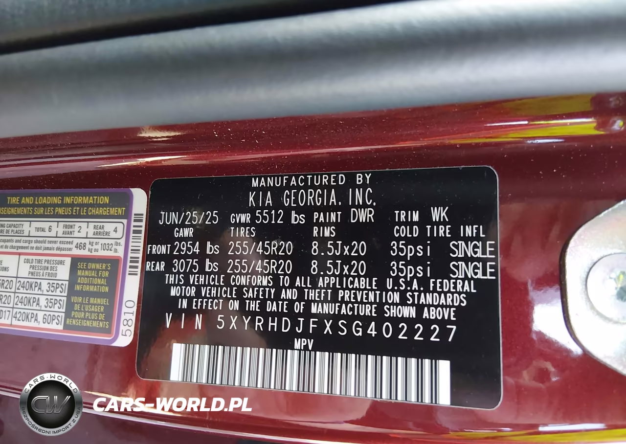 2025 Kia Sorento X-Line Ex VIN:5XYRHDJFXSG402227 - 9