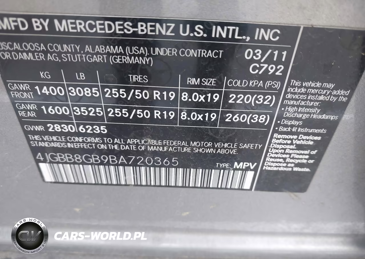 2011 Mercedes-Benz Ml 350 4Matic VIN:4JGBB8GB9BA720365 - 9