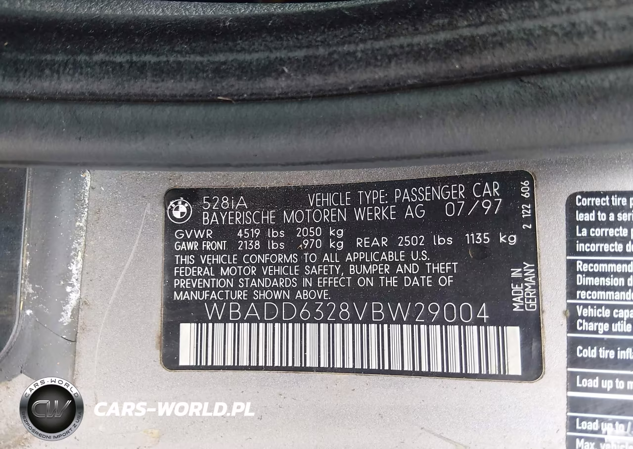 1997 BMW 528 I Automatic VIN:WBADD6328VBW29004 - 9
