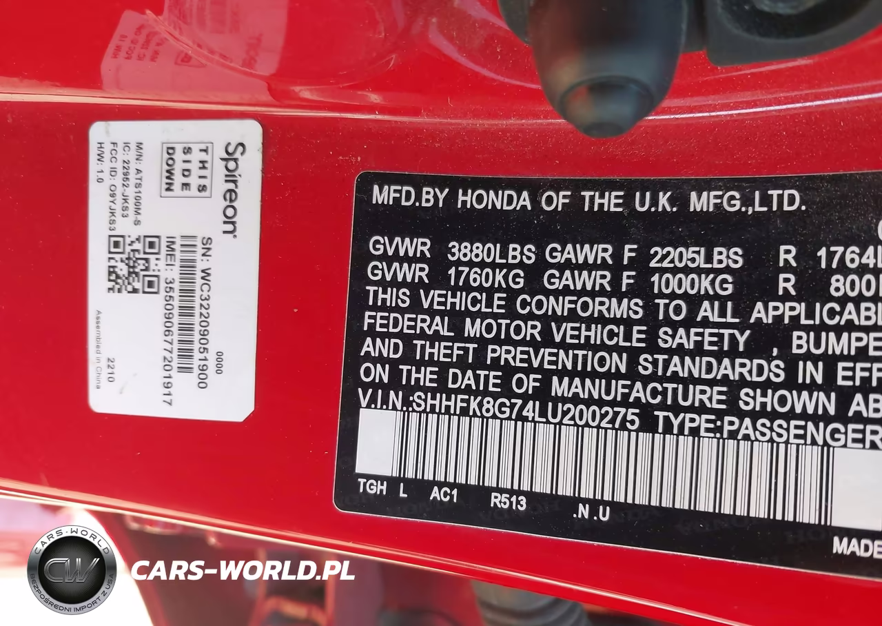 2020 Honda Civic Type R Touring VIN:SHHFK8G74LU200275 - 9