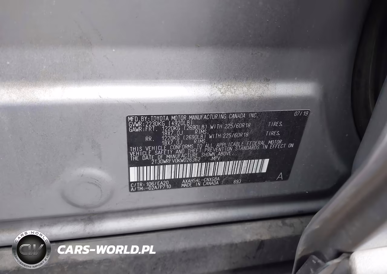 2019 Toyota Rav4 Hybrid Limited VIN:2T3DWRFV0KW026362 - 9