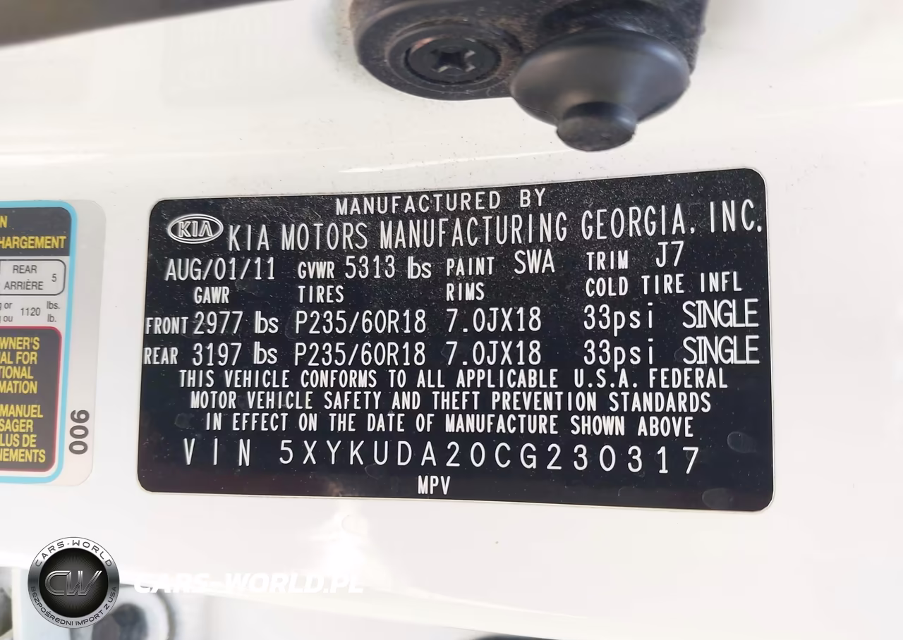 2012 Kia Sorento Ex V6 VIN:5XYKUDA20CG230317 - 9