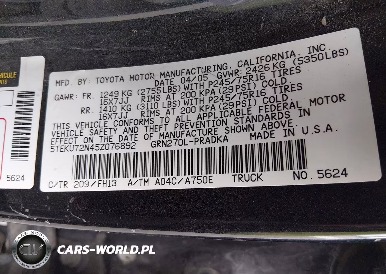 2005 Toyota Tacoma Prerunner V6 VIN:5TEKU72N45Z076892 - 9