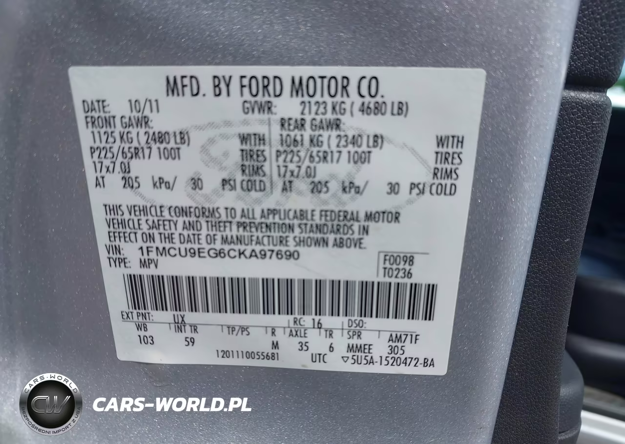 2012 Ford Escape Limited VIN:1FMCU9EG6CKA97690 - 9