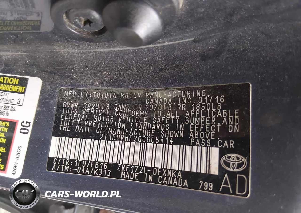 2016 Toyota Corolla Le VIN:2T1BURHE2GC605414 - 9