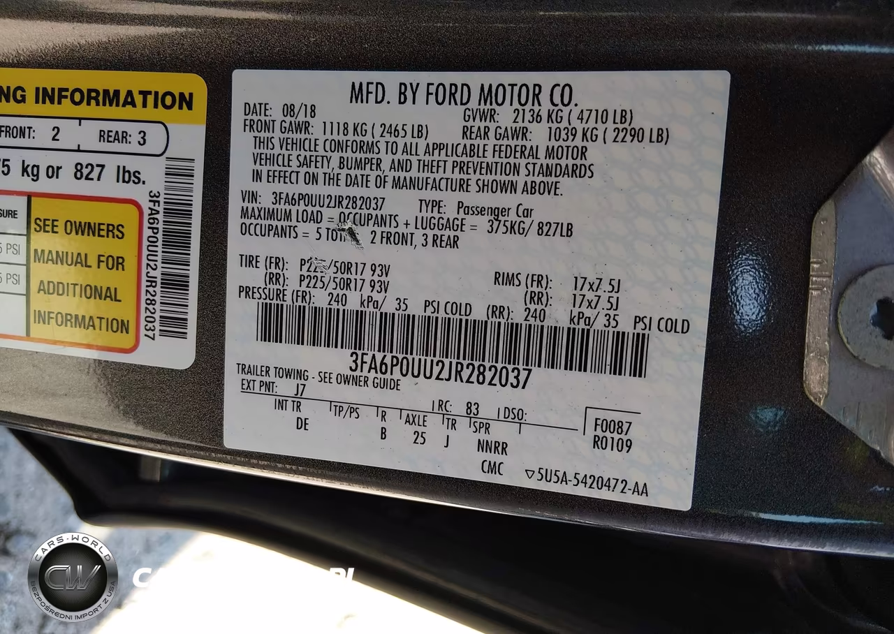 2018 Ford Fusion Hybrid S VIN:3FA6P0UU2JR282037 - 9