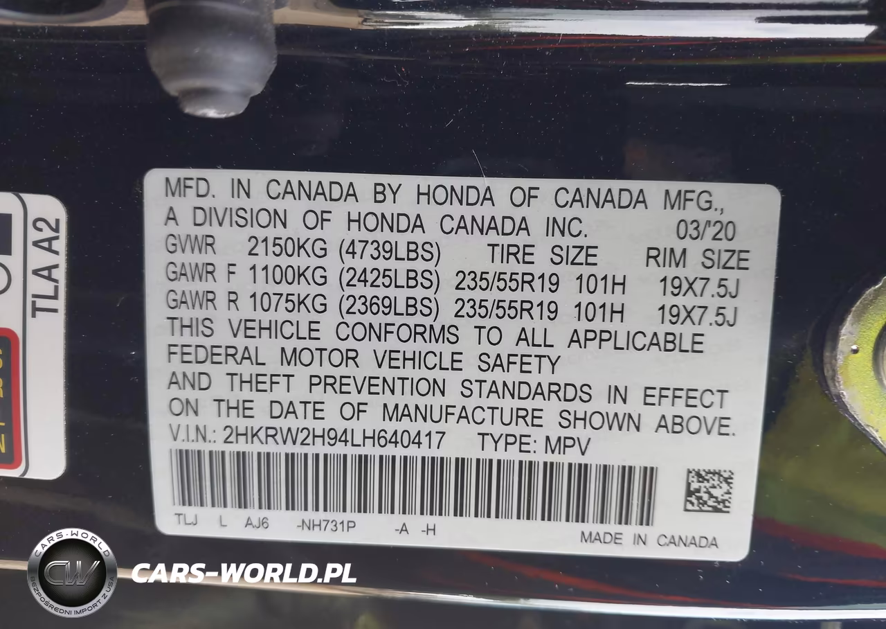 2020 Honda Cr-V Awd Touring VIN:2HKRW2H94LH640417 - 9