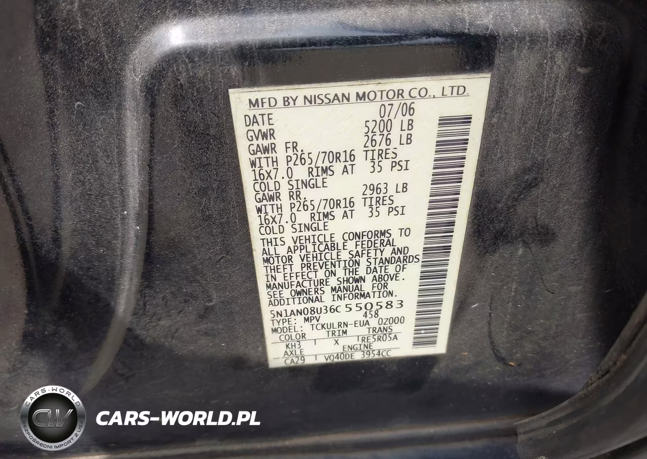 2006 Nissan Xterra S VIN:5N1AN08U36C550583 - 9