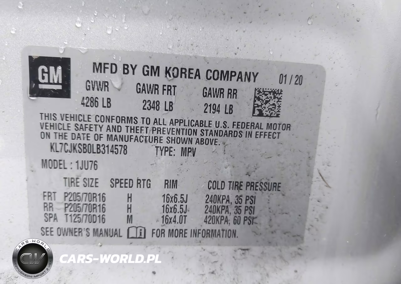 2020 Chevrolet Trax Fwd Ls VIN:KL7CJKSB0LB314578 - 9