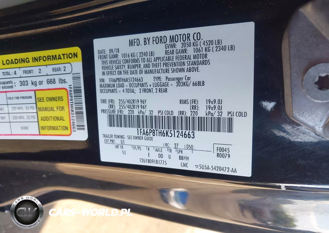 2019 Ford Mustang Ecoboost Premium VIN:1FA6P8TH6K5124663 - 9
