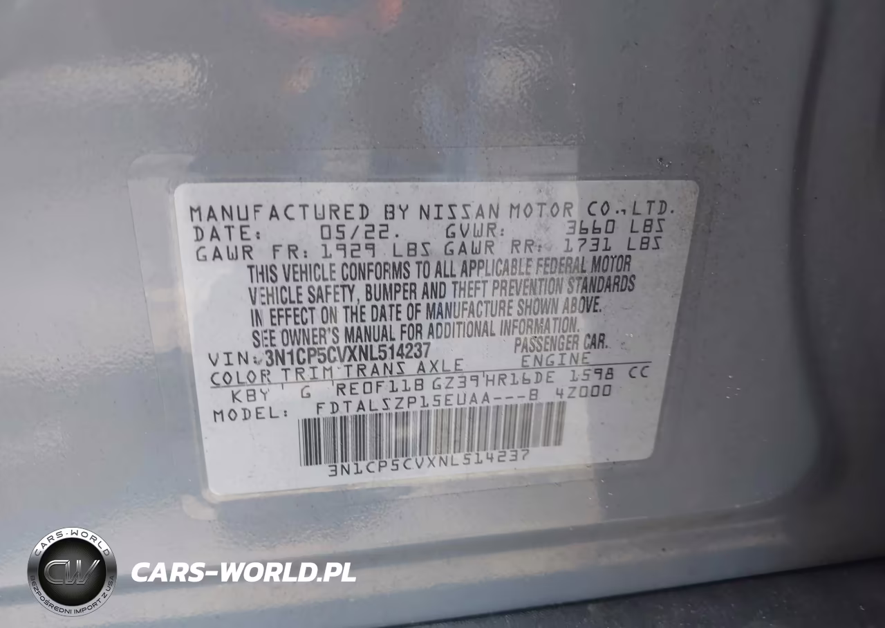 2022 Nissan Kicks Sv Xtronic Cvt VIN:3N1CP5CVXNL514237 - 9