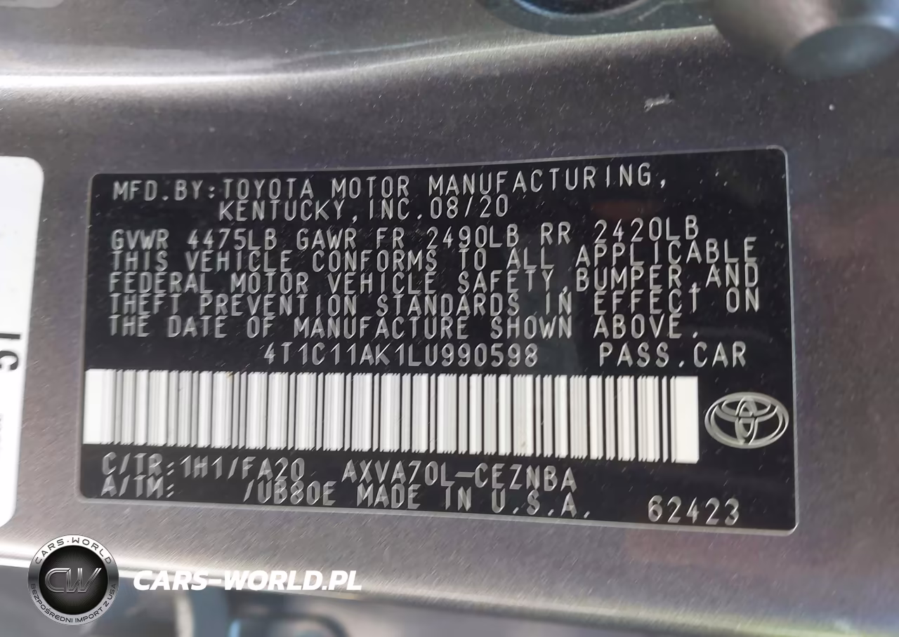 2020 Toyota Camry Le VIN:4T1C11AK1LU990598 - 9